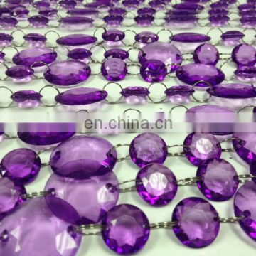 Purple Acrylic Crystal Hanging Bead Chain Garland for Wedding Decor