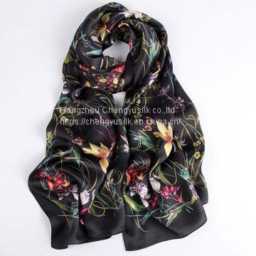 Large Long Silk Scarf Hijab Women Luxury 100% Pure Silk Chiffon Scarf photo-3