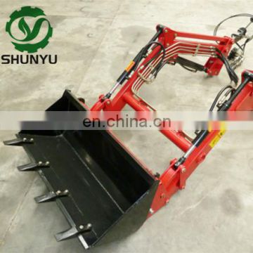 Front end loader attachment for farm tractors