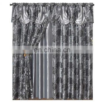 2pcs Burgundy Jacquard Valance Fabric Curtains With Taffeta Backing And Tassels