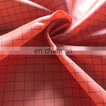 100% polyester anti-static 210T grid taffeta fabric for protective clothes