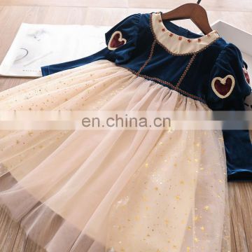 2020 New autumn girls children's navy Princess dress