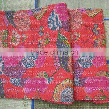 Floral Indian Quilt Queen Kantha Quilt Throws Handmade Tapestery REVERSIBLE Kantha Bedding