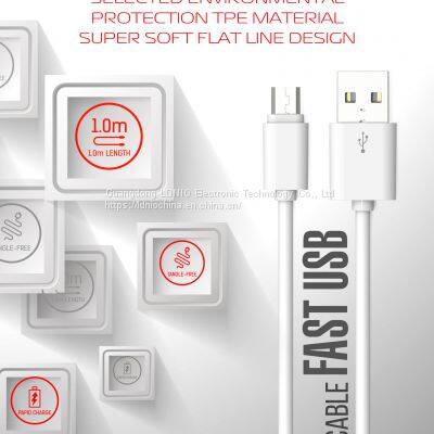 LDNIO USB data cable for iphone,micro USB available, 1m, 2.1A round rubber housing