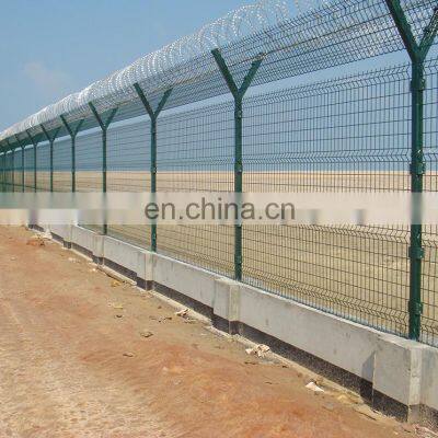 High Security Y Shaped Arm 3D Curved Airport Fence With Barbed Razor Wire photo-2