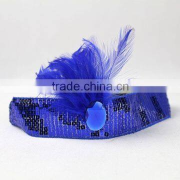 Christmas/Halloween/Party Costume Blue Feather Sequin Headpiece Headband photo-2