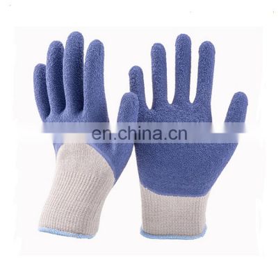 3/4 Coated Industrial Latex Cotton Work Gloves, Blue Latex Rubber Dipped Gloves