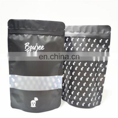 bakery food smell proof black packaging mylar zipper bag with matte window