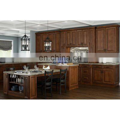 High End Luxury Solid Wood Framed Door American Saddle Kitchen Cabinet