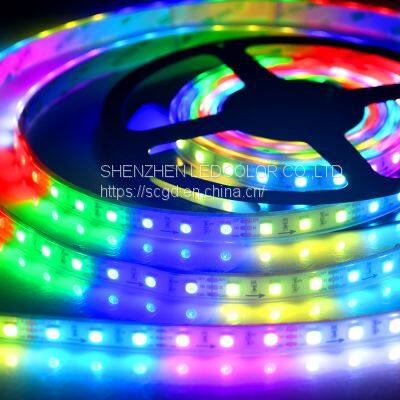 12V Built-in IC WS2811 Addressable Digital RGB Light 60led Waterproof IP65 IP67 IP68 RGB LED Strip photo-3