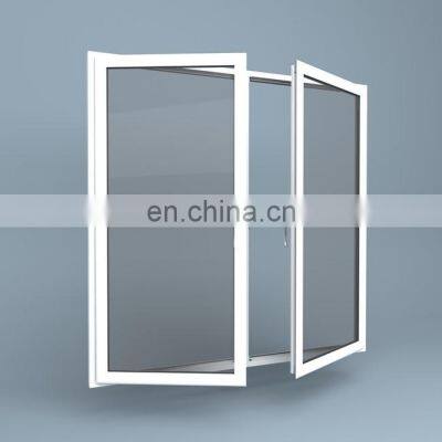 Anti theft tempered glass aluminum frame double casement window powder coated