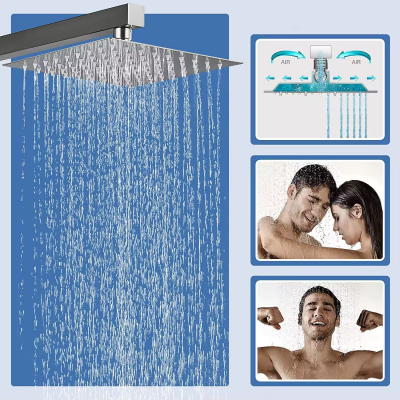 J Star High Pressure Rainfall Wall Mounted Chrome Concealed Shower Set With Handheld Spray For Bathroom photo-4