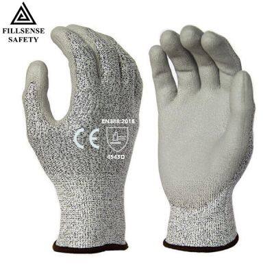 Anti Cut Level 5/D ANSI A5 13G HPPE Liner PU Coated Cut Resistant Knife Proof Gloves photo-4