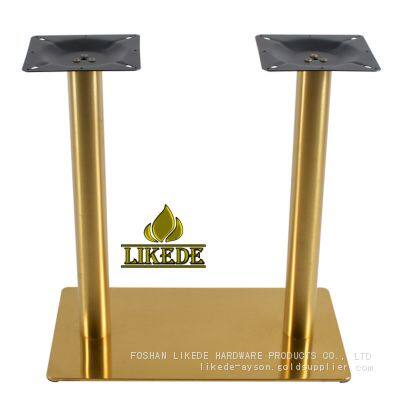 SS304 SS201 Double Column Leg Heavy Duty Adjustable Brushed Gold Stainless Steel Dining Table Base Modern Square Rectangle Chair