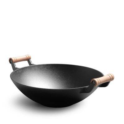 Chinese Factory Frying Wok Pan Pre-seasoned Cast Iron Round Woks Professional Cast Iron Wok 36 cm
