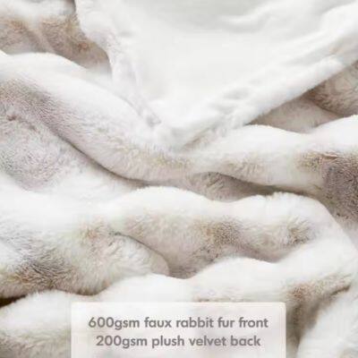 Hyde Lane Luxury Fluffy Faux Rabbit Fur Throw Blanket - Ultra Soft Cozy Blankets for Sofa, Couch, Bedroom photo-2