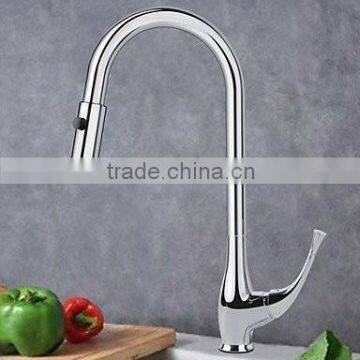 High Solid Brass Pull Out Swan Kitchen Faucet