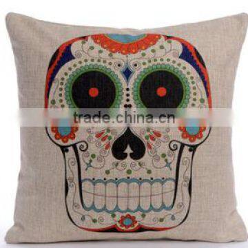 Soft Linen Cotton Material Pillow Case for Car Sofa Home Decor Customized Cushion Cover Case Skull Printed photo-6
