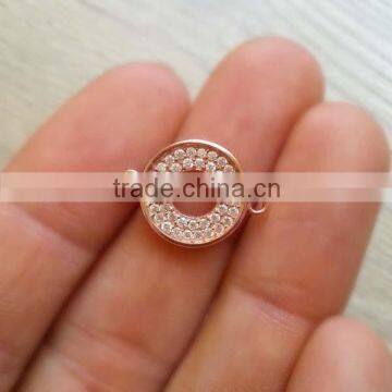 Rose Gold Accessories Paved Zircon Circle cz Rose Gold Connector Charm