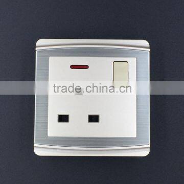 G series hot sell UK type socket, England standard socket with switch stainless steel socket