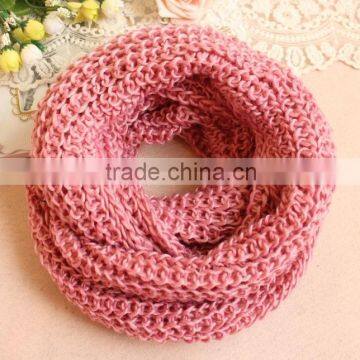 Wholesale Fashion Plain Solid Color Wool Circle Loop Infinity Women Knitted Scarf photo-3