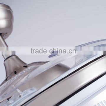 Silver Color Yellow Light Ceiling Fan With Remote Control