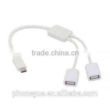 USB 3.1 Type C to Dual 2 Port USB 2.0 HUB adapter for macbook and tablet pc