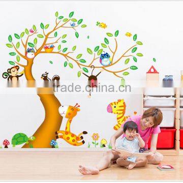 2016 New Wall Sticker PVC Cute Children Cartoons Animal Tree Home Decal Removable Wall Vinyl