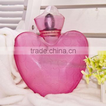 cheap colorful heart BS PVC hot water bottle