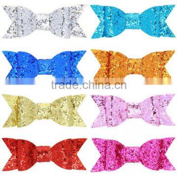 Hot Selling Sequin Hair Bow With Clip Boutique Hair Bow Handmade Sequin Hair Clip CB-3590