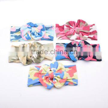 Hot-sales baby camouflage cotton headband baby hair accessory baby large bow hair band wh-1811