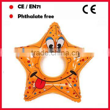 star shape kids PVC inflatable swimming rings for promotion with smile face