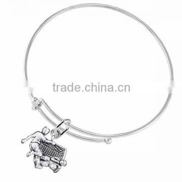 Bright, Polished, Detailed Silver Tone 3D Soccer Goalie Save Charm, Comes On An Intricately Detailed Antiqued Silver Tone Chain photo-2