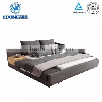 Home Furniture Style Fabric Bed Frame With Cabinet