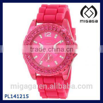 Women's Rhinestone Accent Silicone Strap Watch Wholesale Colorful Silicone Strap Fashion Watch