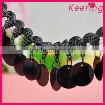 wholesale fashion black trim and black round sequin clothes accessory WTP-1288