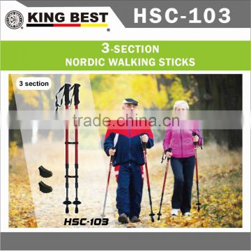 KING BEST 2016 Wholesale Carbon trekking pole 2-SECTION adjustable folding hook walking stick