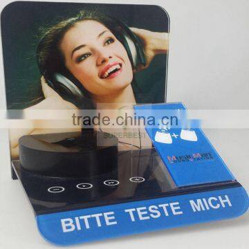 Customized design acrylic blue tooth speaker display with UL adapter