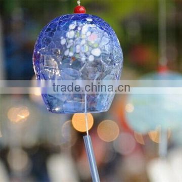 blue crackle glass wind chime