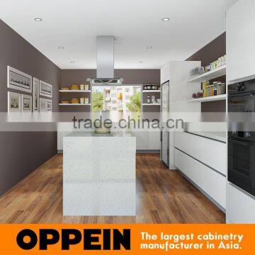 Oppein Acrylic and Unique Spain Sintered Rock Modern White Kitchen Cabinet photo-3