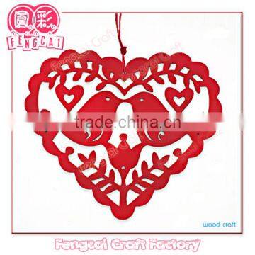 Red Color Love Birds Shaped Christmas tree decoration (wooden crafts/wood gift/wood art in laser-cutting & engraving)