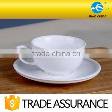 white chafing ceramic coffee cup with handle