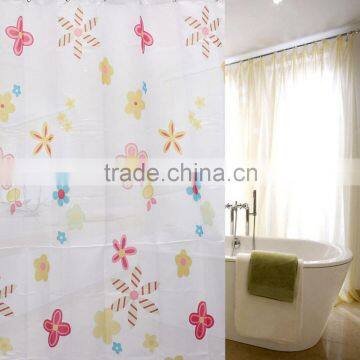 Excellent Quantity 220*200cm New Colorful Flowers Waterproof Bathroom Bath Shower Curtain Polyester With Hooks