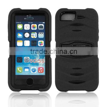 2015 Popular military heavy duty armor defender PC+Silicone case for iPhone 5G 5S with screen protector and stand