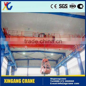 Double Girder Grab Bucket Overhead Crane 20 Ton With Claw