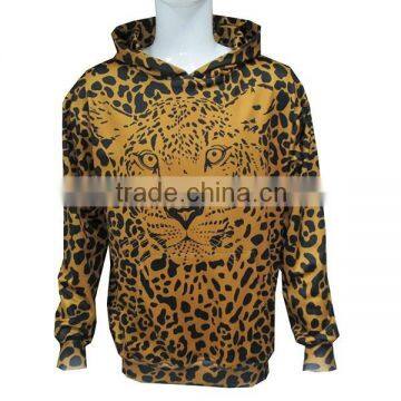 2015 OEM custom dye sublimation clothing, leopard printed hoodies for unisex