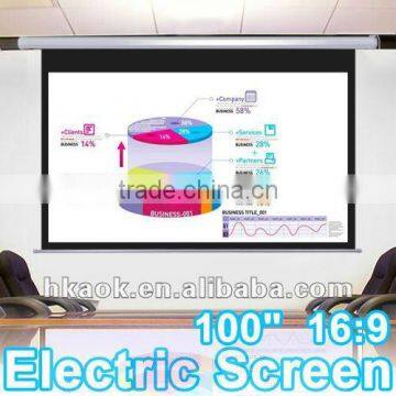 100" 16:9 Electric Projector Projection Screen 87X49 Rc Motorized Diagonal Matte