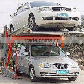 Hydraulic low ceiling tilting car stacking lift