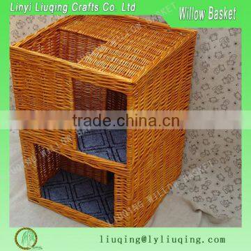 two tier square wicker dog/cats baskets pet house