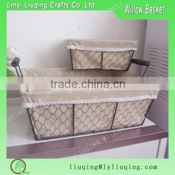 Rectangular Laundry baskets /Gift baskets/ Wire storage basket with handle & liner